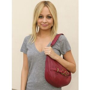 Wilsons Leather‎ Hobo Bag Berry Red Purse Shoulder Bag Stylish Everyday Y2K 90s